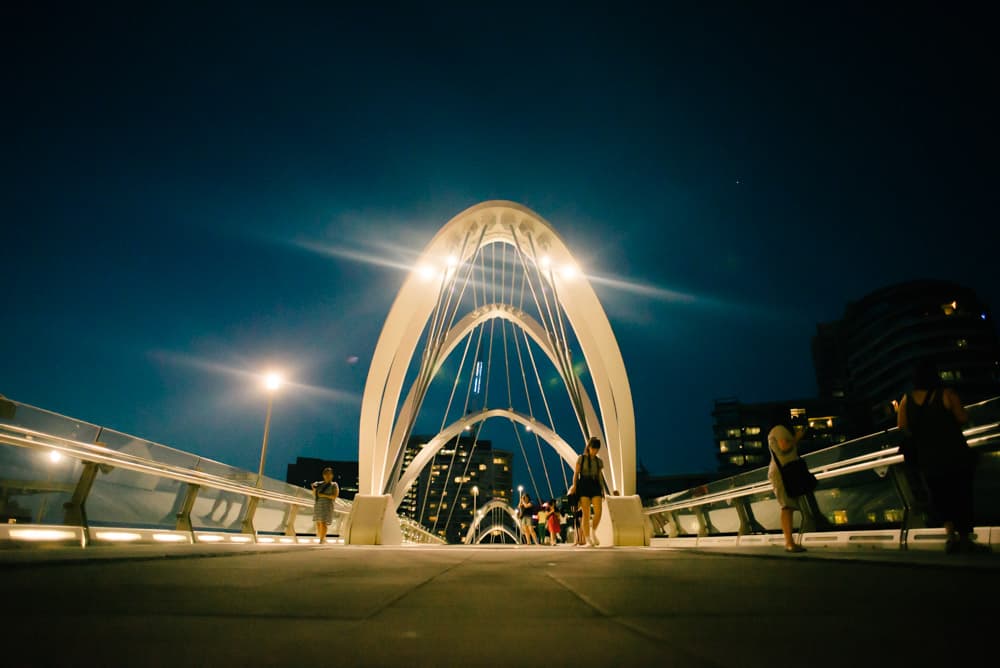 Seafarers Bridge at night during a photography course