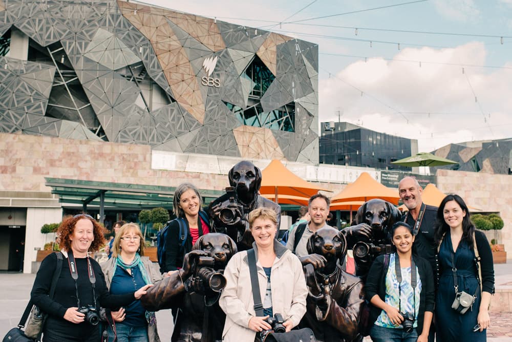 Federation Square performer during photography course Melbourne