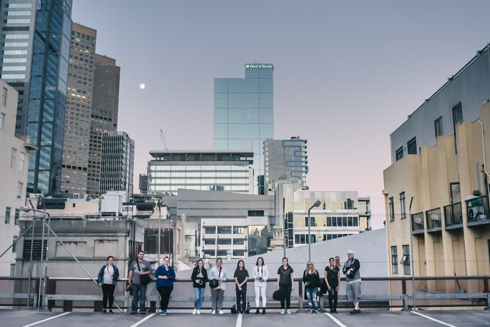 Rooftop group during photography course Melbourne